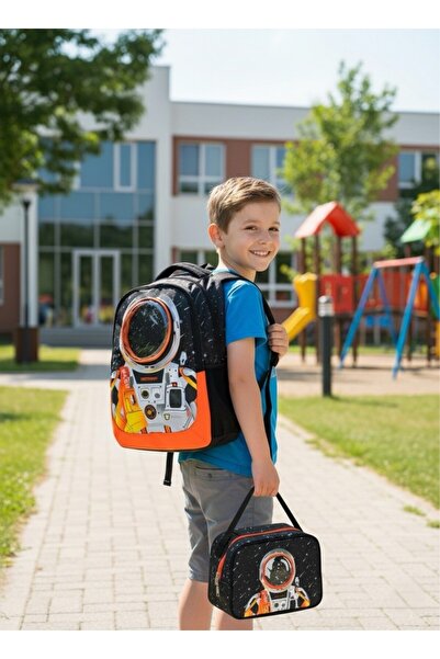 Famebag -حقيبة ظهر مدرسية مرخصة لرائد الفضاء للرجال - مجموعة حقيبة تغذية وحام...
