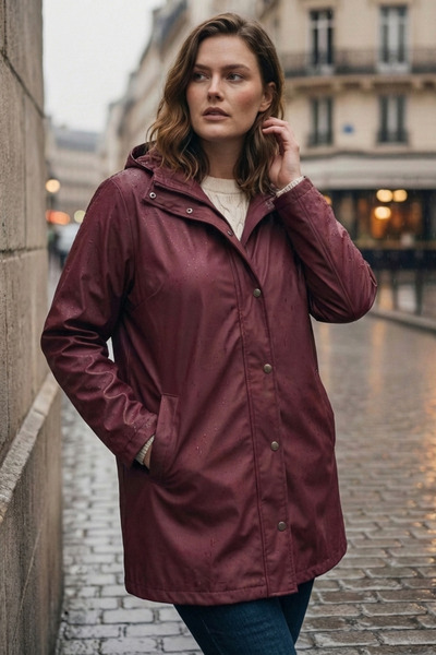 Hanezza Beden Aralığı Geniş, Desenli Astarlı Su Geçirmez Yağmurluk