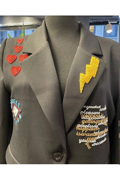 Forever Women's Embroidered Long Sleeve Cotton Blazer Jacket