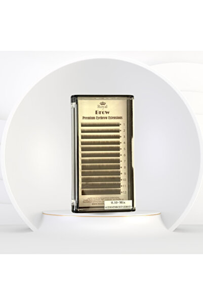 Royal Premium ROYAL eyebrow extensions, DARK BROWN color, Thickness 0.10 mm, Mix Length, 12 rows