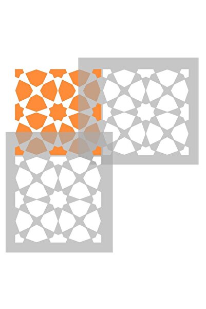Artikel Kare Fas Motif Stencil Boyama şablonu 30x30 cm, Duvar Stencil, Fayans...