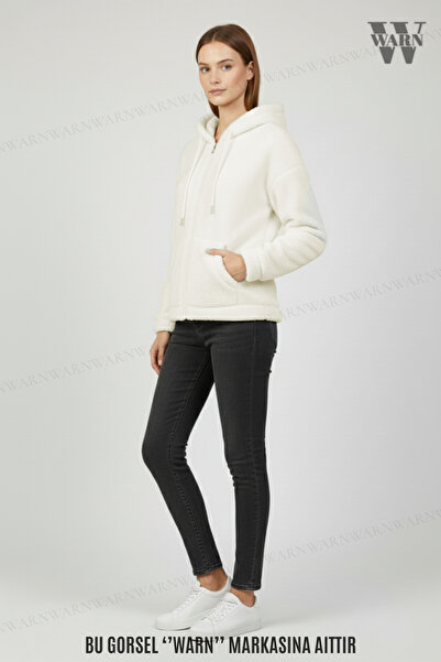 warn Плюшева тканина з довгими рукавами, капюшоном, кишенями-кенгуру, оверсайз, зимова