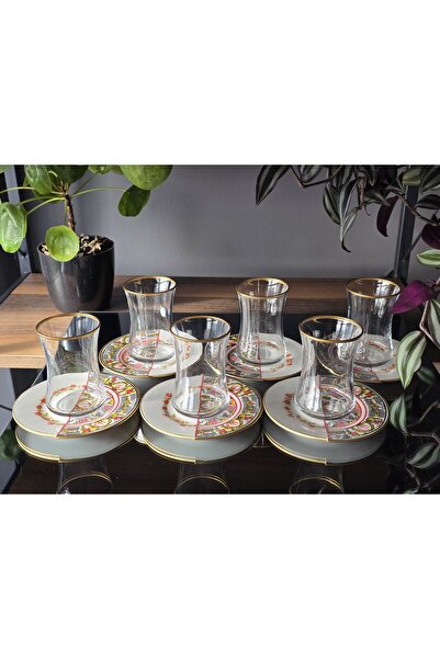 FERMATO 12 Parça 6 Kişilik Çay Seti Takımı Rosa Serisi