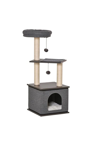 Mercaton Ansamblu de joac pentru pisici, cu platforme, culcu i ciucuri, gri i...