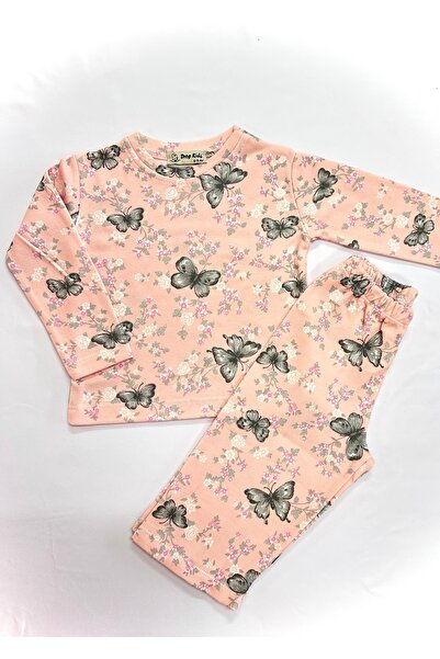 Drop Kids Baby Kids Long Two-Piece Pajama Set Suit Butterfly Pattern