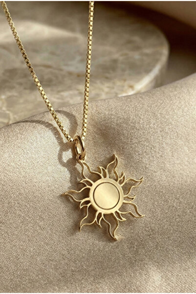 sevy jewelry Güneş Gümüş Kolye, Sun Silver Necklace, Gold
