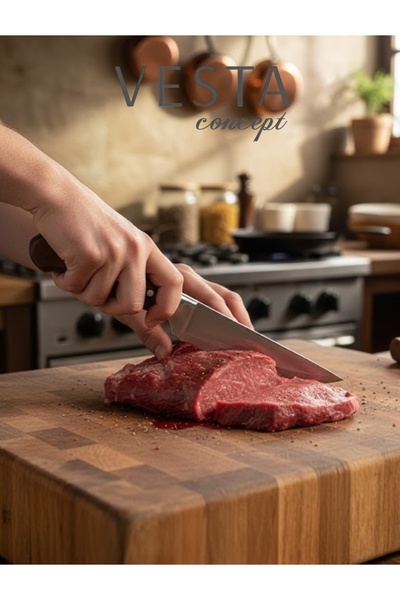 VESTA Concept Sürmene Kasap Bıçak No:2 El Yapımı, Büyük Boy – Dövme Çelik & U...