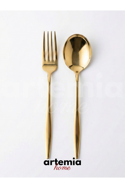 Artemia Home New Vega Elite 12 Parça Tatlı Takımı | 18/10 Çelik | Gold Kaplam...