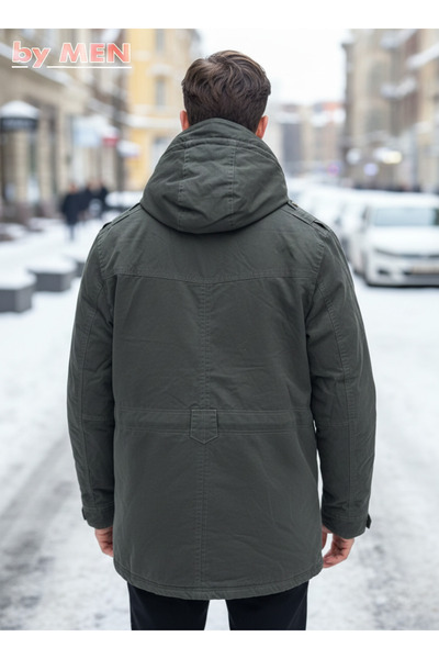 DYNAMO Men's Hooded Fur Lined Waterproof Coated Thick Coat