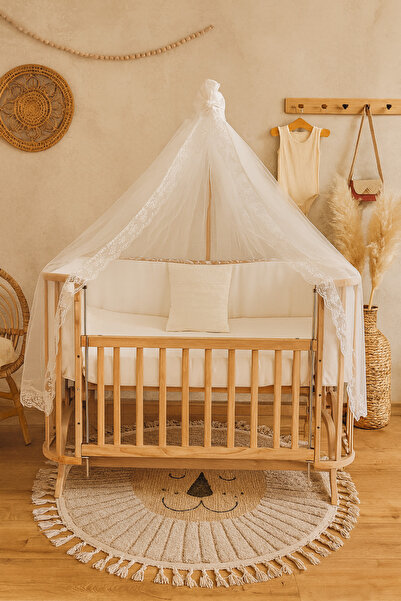 BebeK on For Mabela Beşik Krem Fransız Uyku Seti İle | Doğal Ahşap Kayın Ağacı