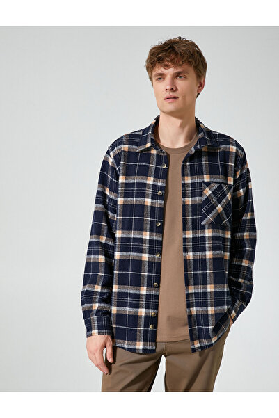 Koton Favágó ing rátétes zsebbel, klasszikus gallérral, hosszú ujjú