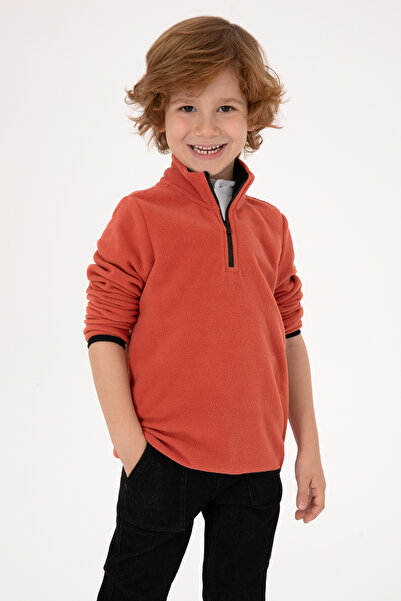 U.S. Polo Assn. Erkek Çocuk Gül Kurusu Yarım Fermuarlı Polar Sweatshirt 50313...