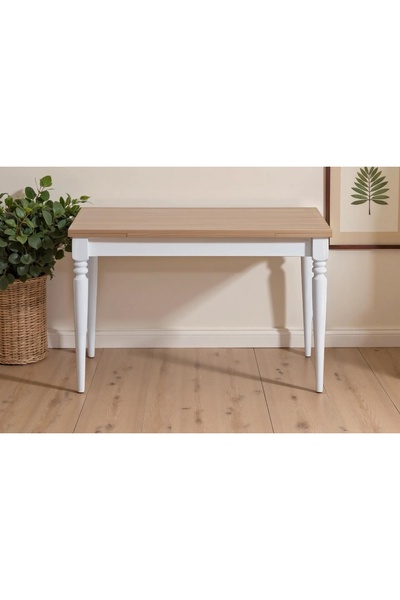 Vivense VERA ÇİZİLMEZ AÇILIR MUTFAK MASASI, MEŞE, BEYAZ, 80X120