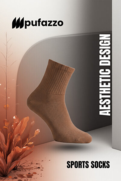 PUFAZZO Women's Short Socks Sports Socks Set of 6 - Natural Cotton, Stitch-Free , Tennis, College, Caramel Sports Socks