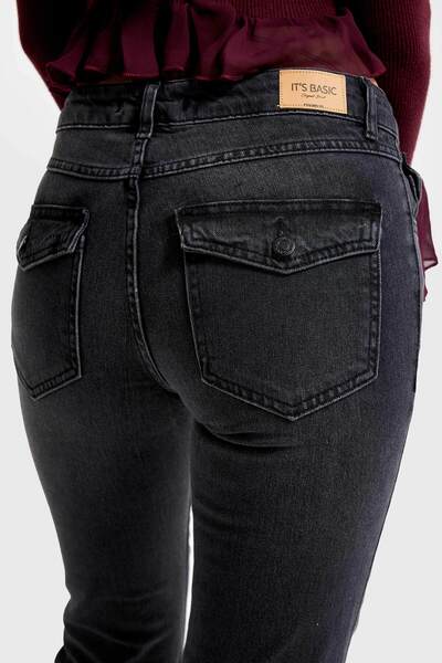 it's basic Dámské tmavě kouřové barvy 2w5-1 SLN05 Midrise Flare Fit Flexibilní tkanina Vnitřní délka 83 cm Denim Jean