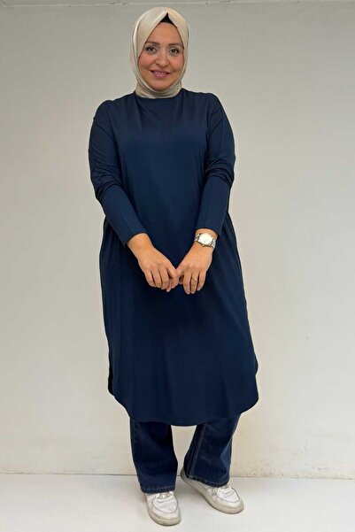 Eslina 38110 Large Size Low Sleeve Combed Cotton Tunic-Oil