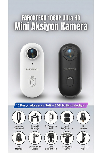 FaroxTech 1080p Full HD Aksiyon Kamerası – Su Geçirmez, WiFi, Geniş Açı, Motosiklet Bisiklet Kamera