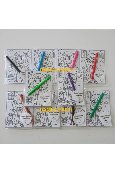 DAMLA PARTİ Harry Potter Hediyelik Boyama 2li, 10 Adet, Harry Potter Doğum Gü...