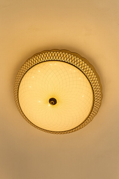 Generic Crystal LED chandelier, gold color, with three lights, 50 cm diameter