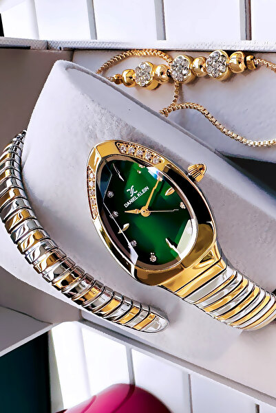 Daniel Klein Snake Model Women Wrist Watch, Waterproof Gold Silver Steel Band...