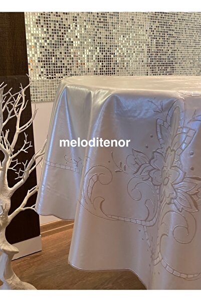 TNR مفرش طاولة من القماش الزيتي الكبير الدائري من Meiwa ذو مظهر جلدي لامع وسم...