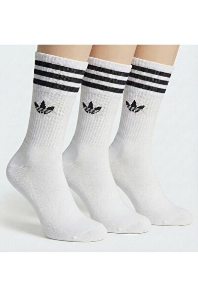 adidas Unisex long ribbed socks set, 3 pairs, White, 41-46