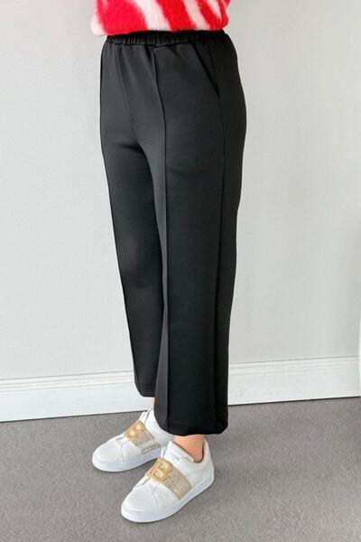 Şulemoda Giyim piped Scuba Capri Pants Black