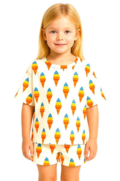 SeaBubbles Devojčin sladoled Sa deznom Oversize kroj kratke hlače T-shirt set...