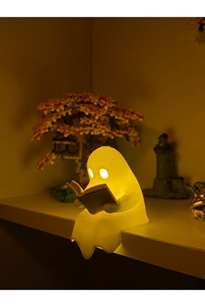 Rekatech Sevimli Hayalet Kitap Okuyan LED Gece Lambası Pilli Mumlu – Dekoratif Masa Lambası