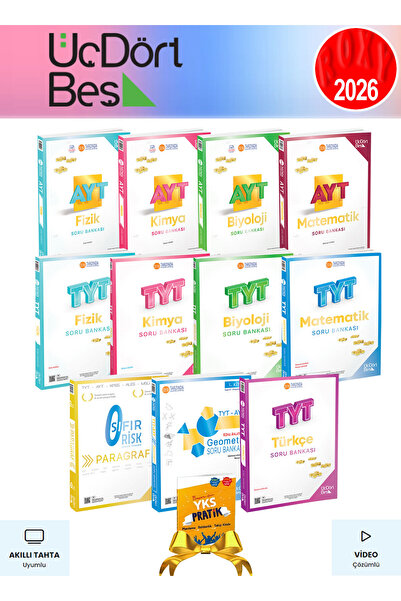 Üç Dört Beş Yayıncılık TYT ve AYT Tüm Dersler Soru Bankaları 11 Kitap 2026 Baskı