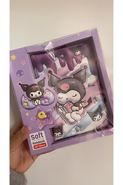 synshop Kuromi Squishy Magnet Soft Cover Striped Bookmark Spiral Notebook School Office Luxury Gift