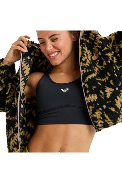 Roxy Boundless Spirit Zippered Women's Black Fleece Jacket Women's Fleece Jacket Erjpf03220