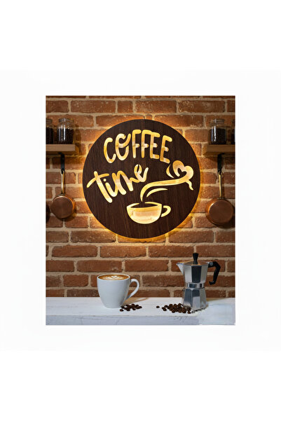 Murat Lazer Ceviz Ahşap Coffee Time Duvar Dekoru, Mutfak Kahve Köşesi Için Iş...