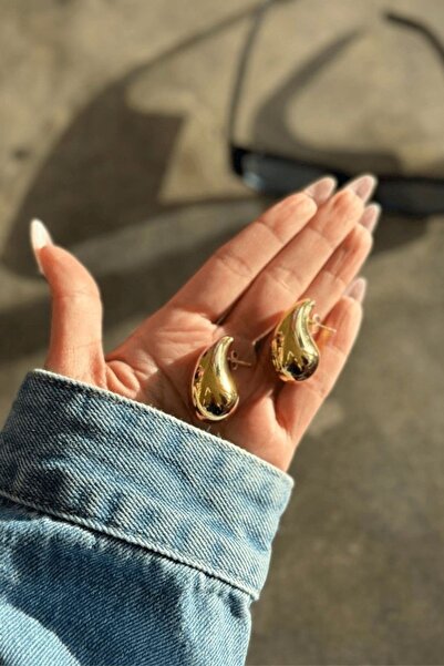 Xui Trend Marka Model Çelik Gözyaşı Damla Küpe/Bottega Gold Damla Model