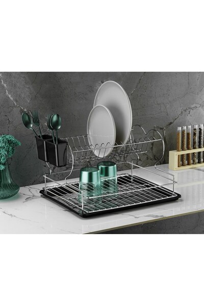 Sas Haus Bulaşıklık Bulaşık Sepeti İki Katlı Tabaklık Krom