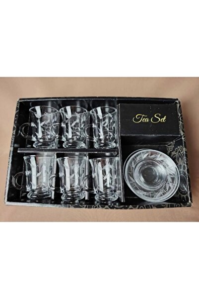 AR Tea cups set of 12 pieces with engraved pattern on glass 629T