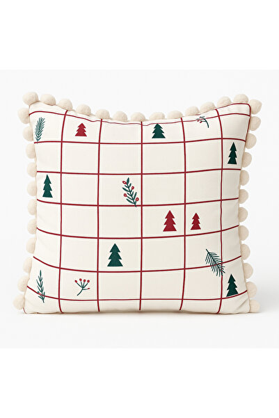 Alacastore Husă de pernă de Anul Nou Pompon cu vipușcă Pompon din lemn de pin...