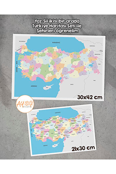 Ayışığı Dizayn Pvc Yaz-sil Türkiye Haritası Şehirleri Öğren Oyun