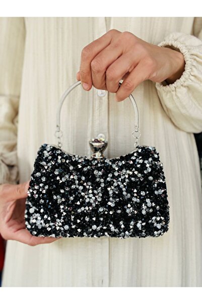 Çanta Trend Women's Silvery Handle Detailed Chain Long Strap Evening Dress Bag