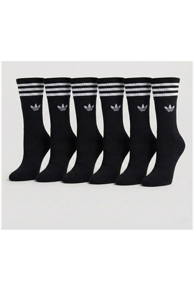 adidas Unisex Sports Socks, 6-pair Set, Long, Breathable, Moisture-wicking, Black, 41-46