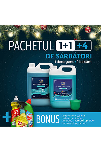 Luxe Wash Pachet 5L Detergenti + 5L Balsam + Cupa Dozaj, Solutie Toaleta, Solutie Vase si Solutie Geamuri