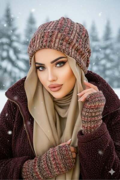 Aişe tesettür Tan Knitwear Without Scarf Hijab Beanie