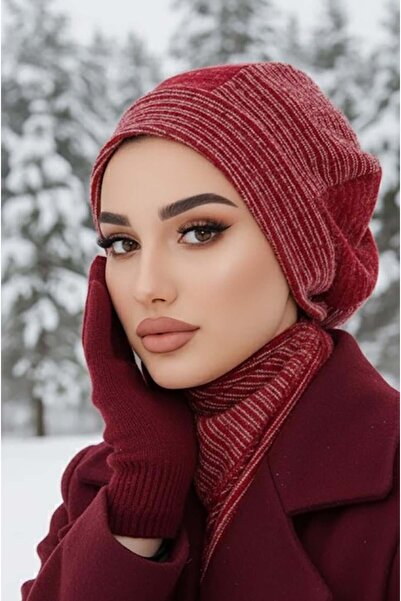 Aişe tesettür Bordo Desen Tesettür Bere