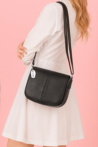 westbag Hakiki Deri Siyah Premium Kapaklı Çapraz ve Omuz Çantası