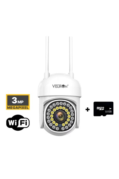 PORKY Camera Supraveghere HD PTZ 360° IP66, Night Vision Color, Audio Bidirectional, 32GB