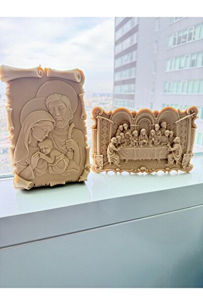 FARA Gift Set Decorative Christmas Carved Candles Holy Family • The Last Supper • St. George