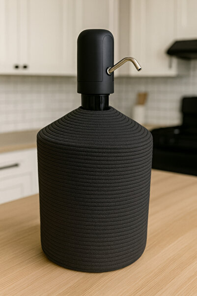 Efuliz Home Husă pentru dozator de apă cu aspect de paie de iută, husă elegantă și naturală pentru dozator de apă (antracit)