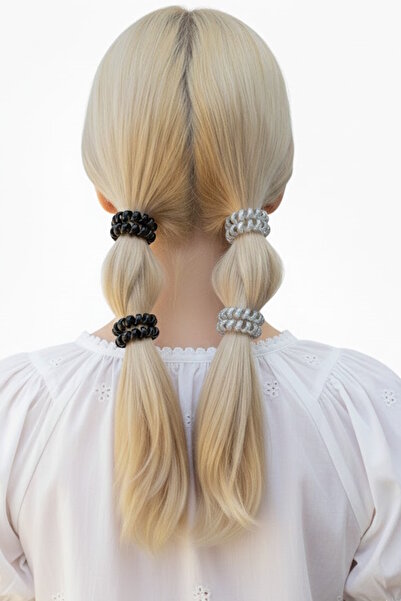 CAŞ DEKORASYON 4-piece Black and Gray Colored Spiral Buckle Tires