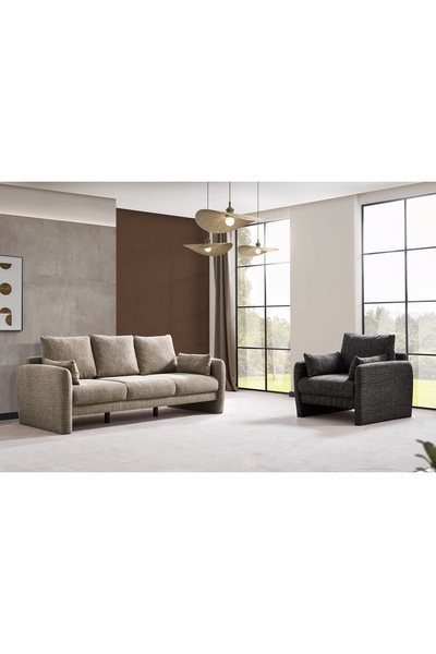 Vivense WİLLOW KOLTUK TAKIMI, ÜÇ MİNDERLİ, AÇIK KAHVERENGİ