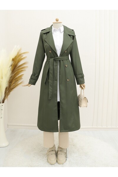 Modamorfo Τρενκότ με επένδυση και ζώνη - Χακί